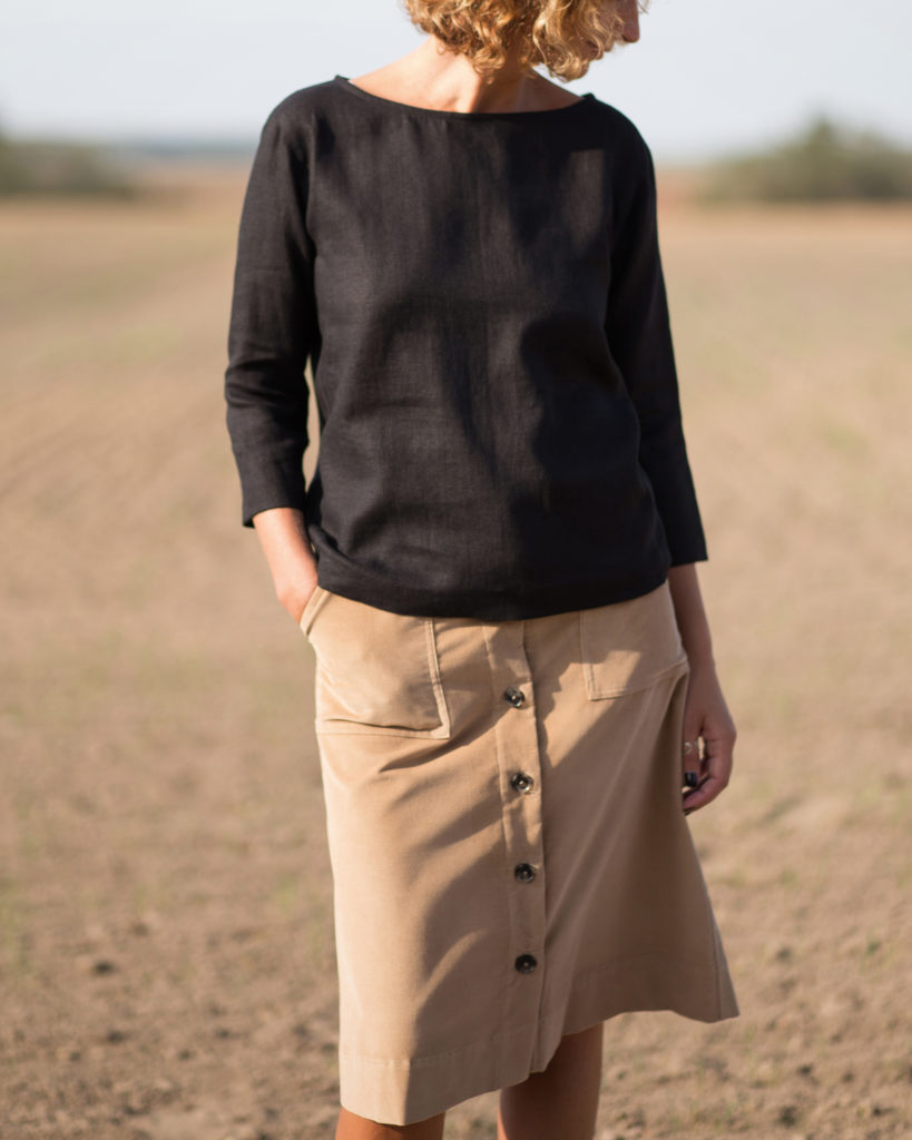Classic linen blouse in black
