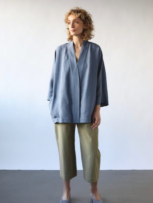Loose Fit Linen Wrap Jacket | Jackets | Sustainable clothing | OffOn clothing