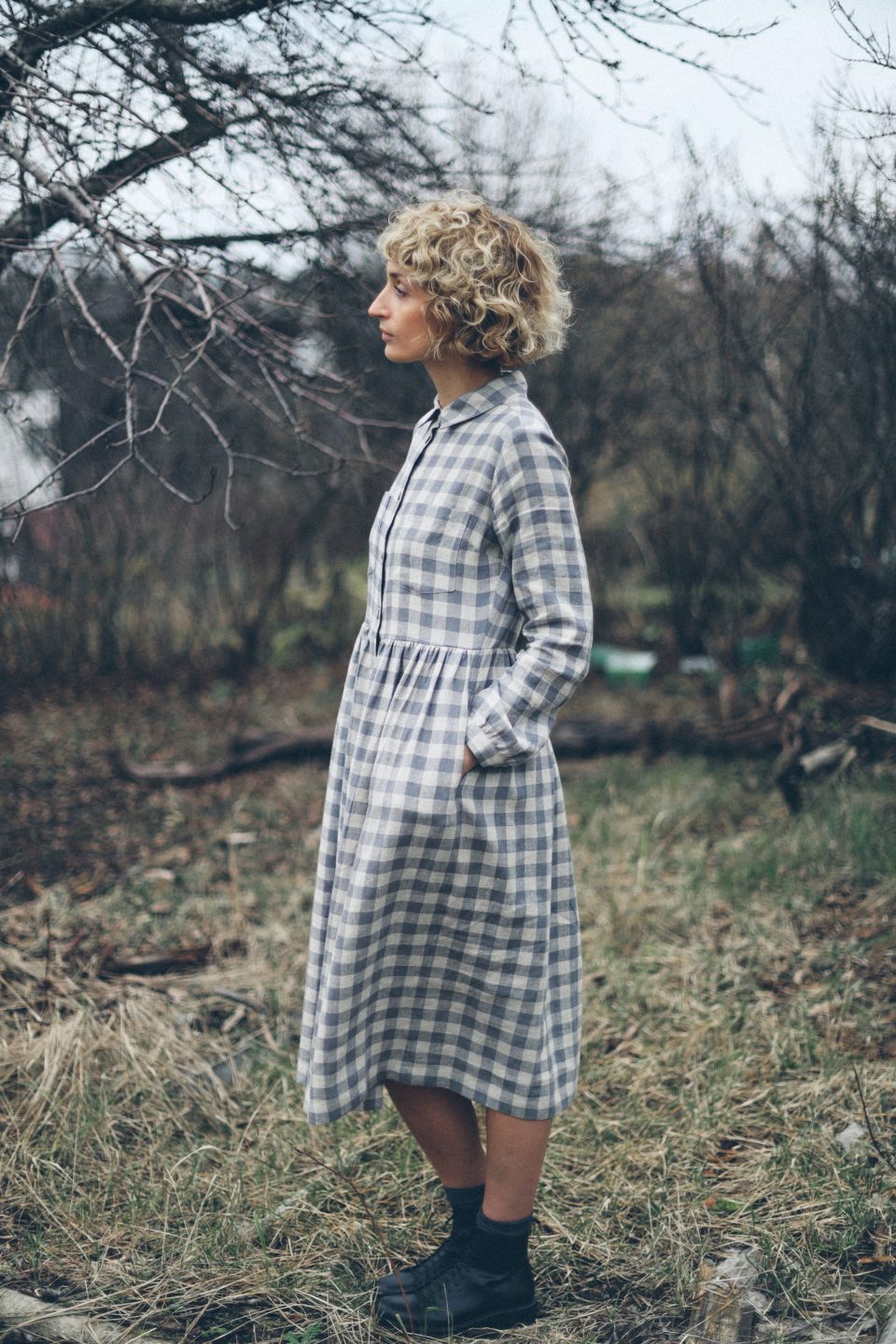 Linen button up MIDI dress – OffOn