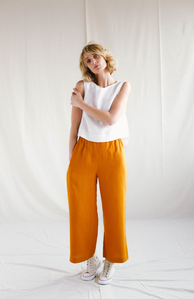 Wide cropped leg linen culottes | Trousers | Sustainable clothing | OffOn clothing