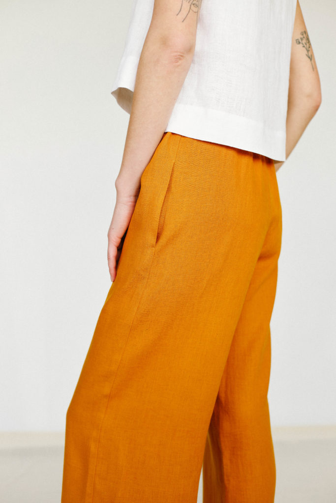 Wide cropped leg linen culottes - Image 2