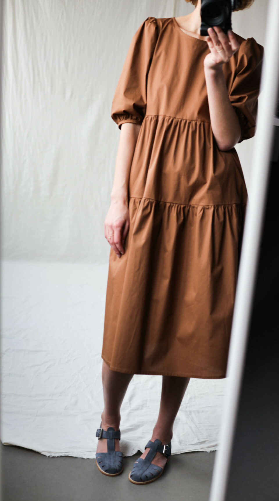 Puff sleeve tiered cotton dress JULIETTE – OffOn