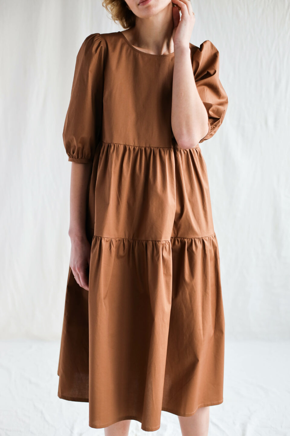 Puff sleeve tiered cotton dress JULIETTE – OffOn