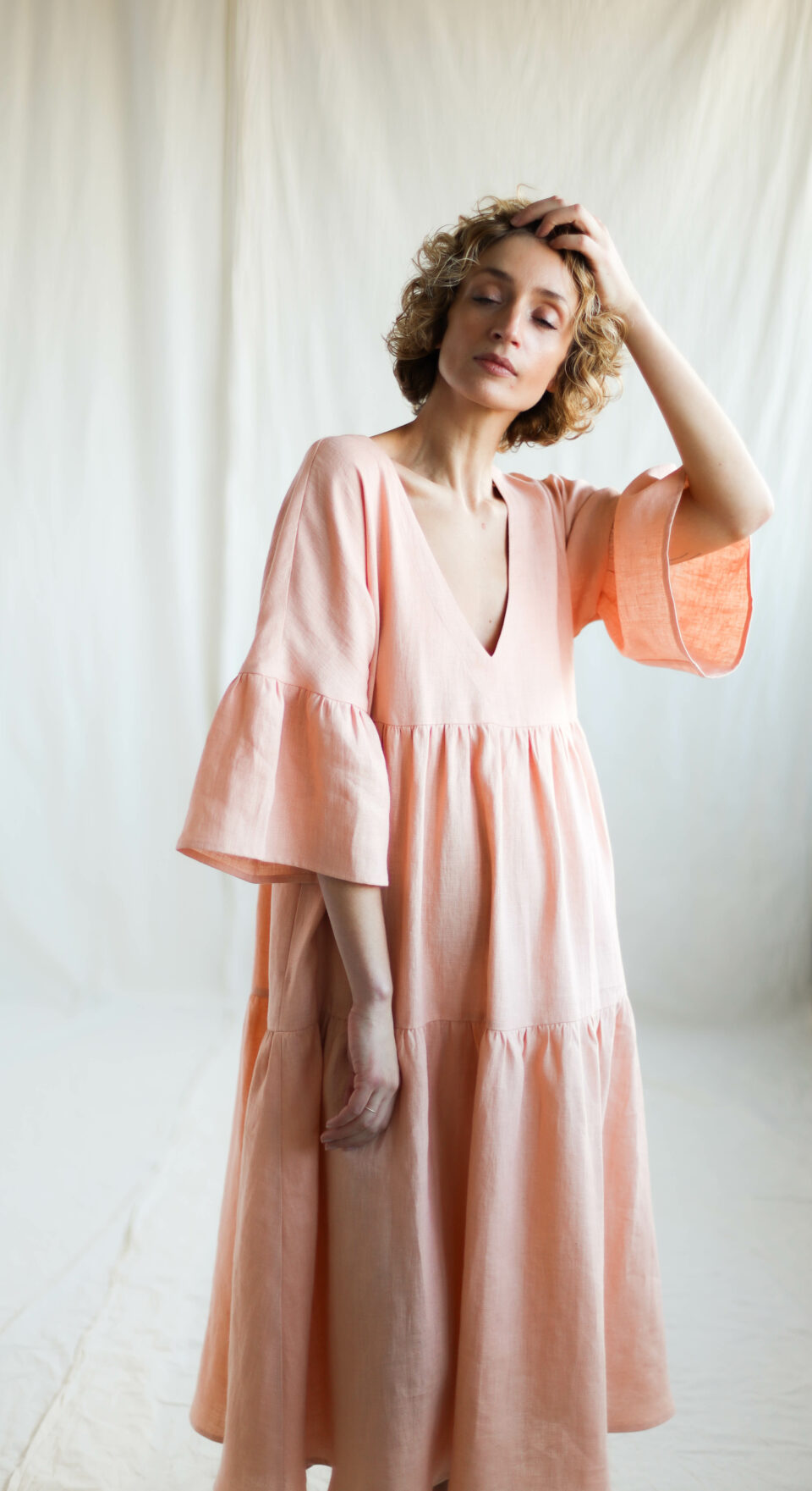 linen layered dress Tiered ADELE – OffOn not_check_ai