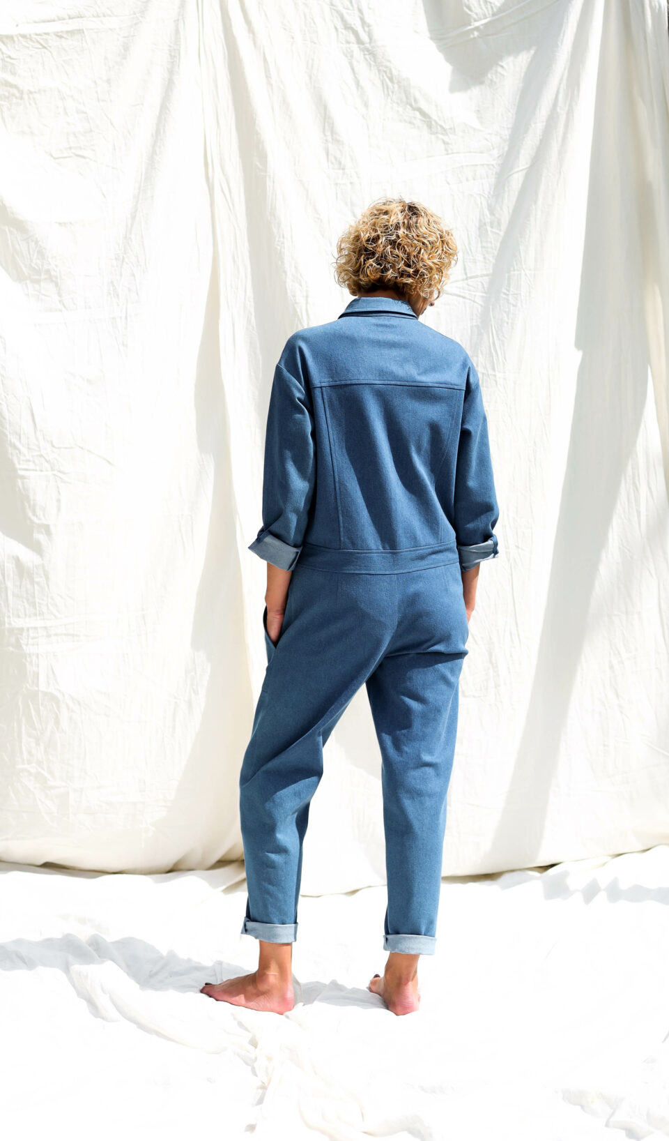 Denim long sleeve utility coverall AMBRE – OffOn