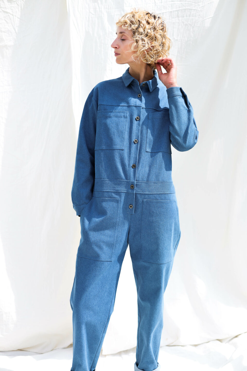 Denim long sleeve utility coverall AMBRE – OffOn