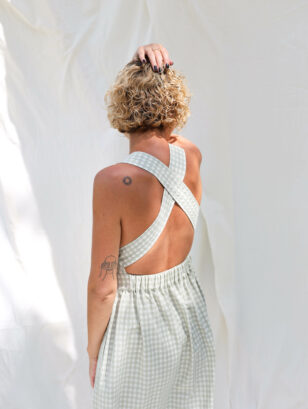 Gingham cotton apron dress
