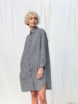 Gingham long sleeve shirt dress