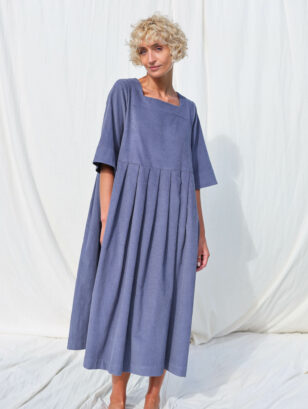 Needlecord square neck dress