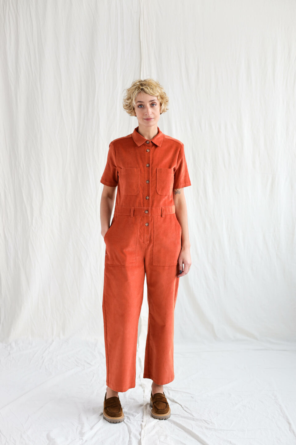 Corduroy short sleeve jumpsuit LEA – OffOn