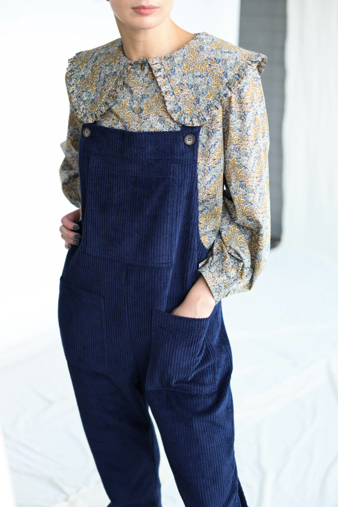 Navy blue cord dungarees DOROTHY - Image 3