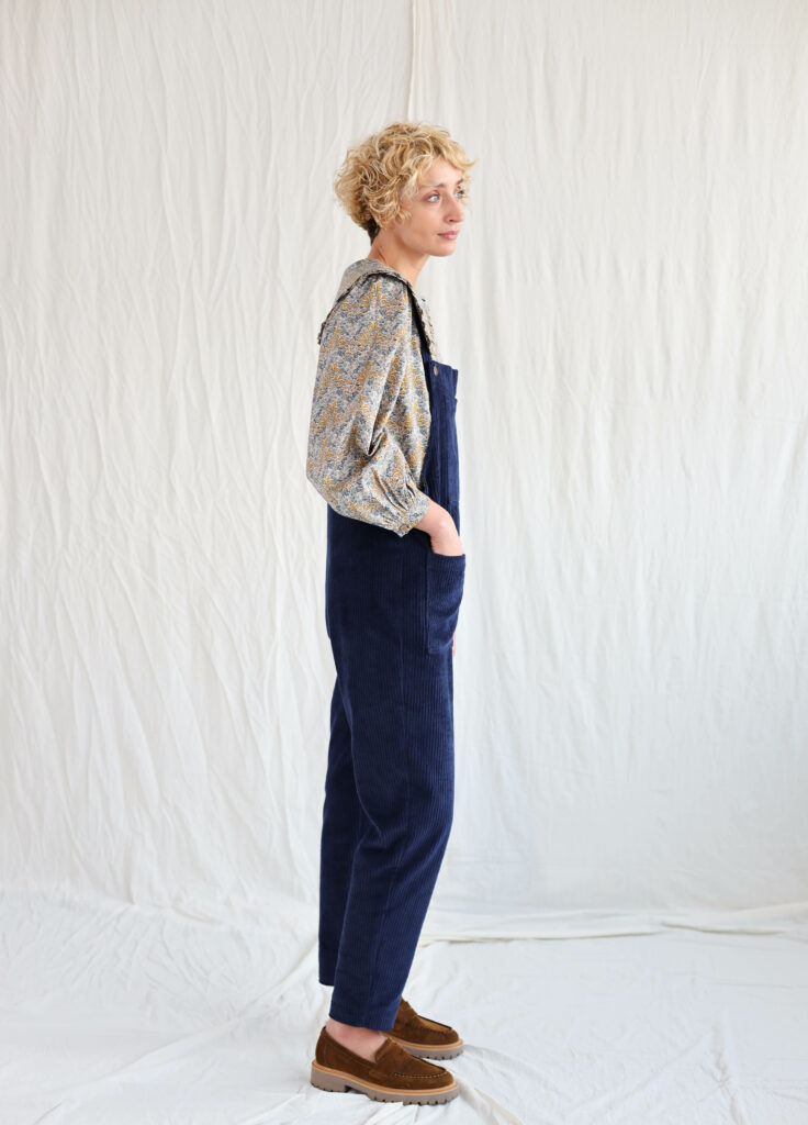 Navy blue cord dungarees DOROTHY - Image 1