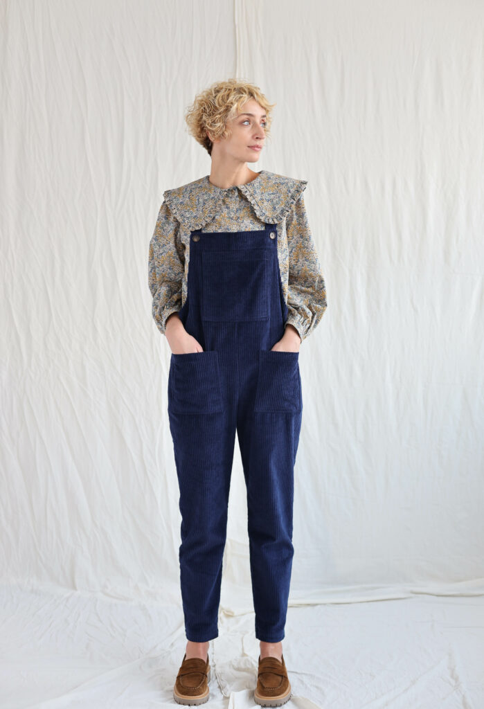 Navy blue cord dungarees DOROTHY - Image 5