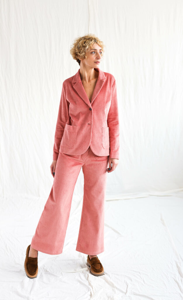 Elegant wide wale cord suit OLD ROSE - Image 1