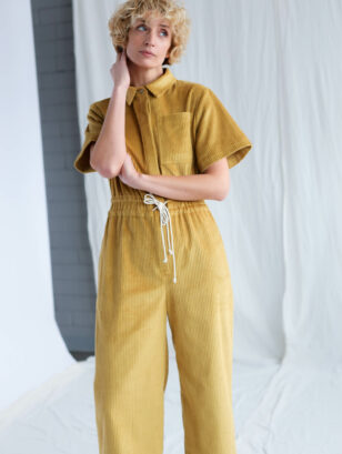 Loose fit 6 wale curry cord jumpsuit | Jumpsuit | Curry | Sustainable clothing | OffOn clothing