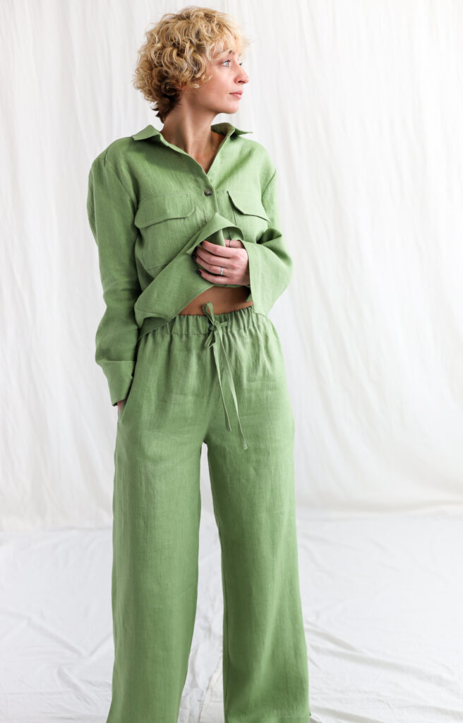 Linen oversized shirt and elasticated waist pants suit - Image 5