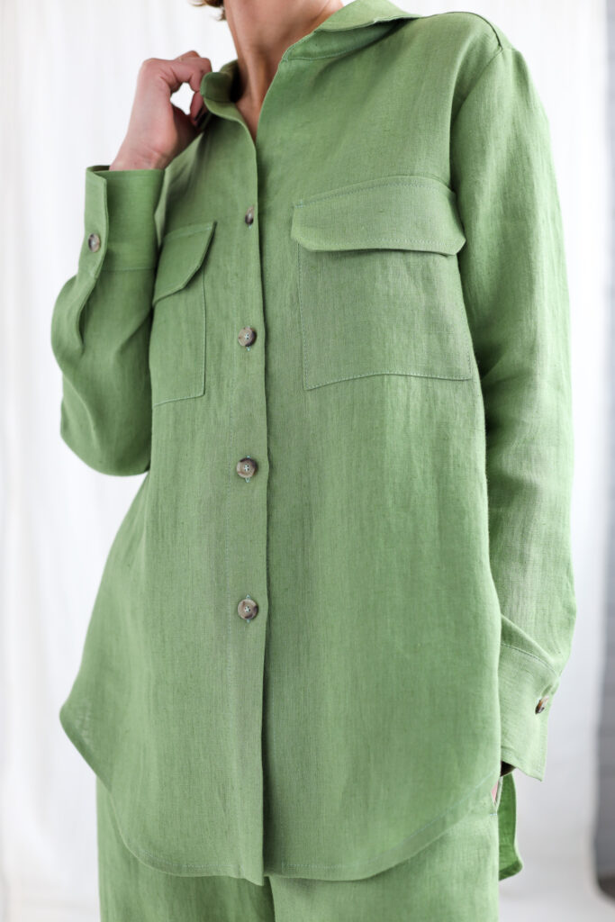 Linen oversized shirt and elasticated waist pants suit - Image 4