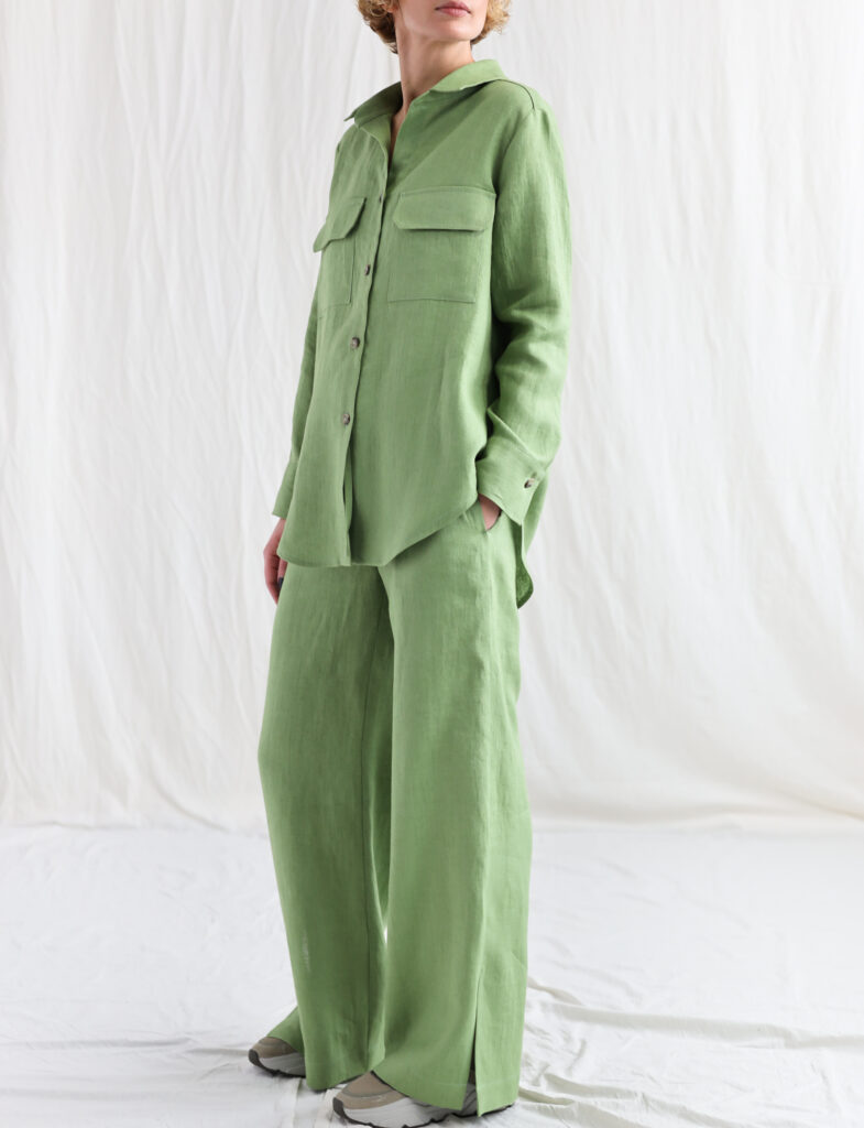 Linen oversized shirt and elasticated waist pants suit - Image 2