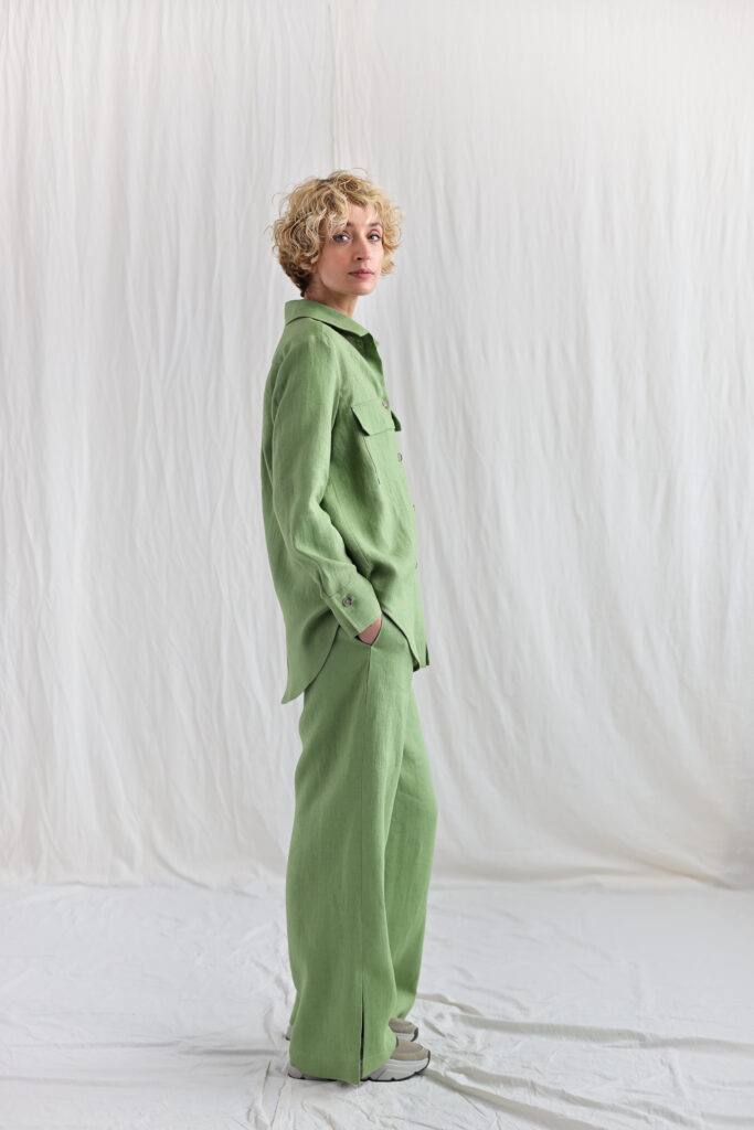 Linen oversized shirt and elasticated waist pants suit - Image 1