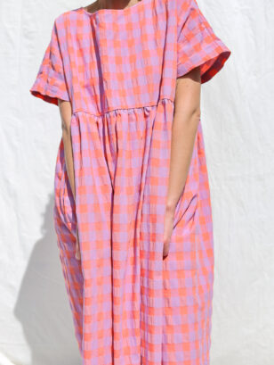 Oversized seersucker checks dress SILVINA | Dresses | Sustainable clothing | OffOn clothing