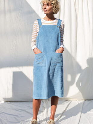 Wide vale cord pinafore dress | Dress | Sustainable clothing | OffOn clothing
