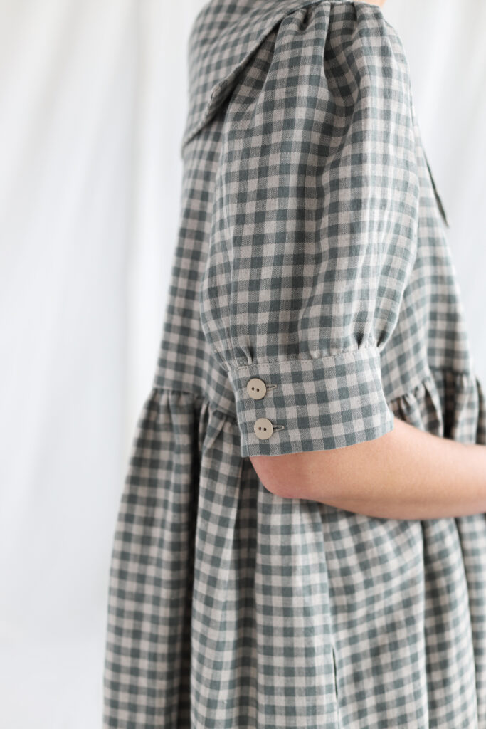Sailor collar gingham linen dress AVRIL - Image 4