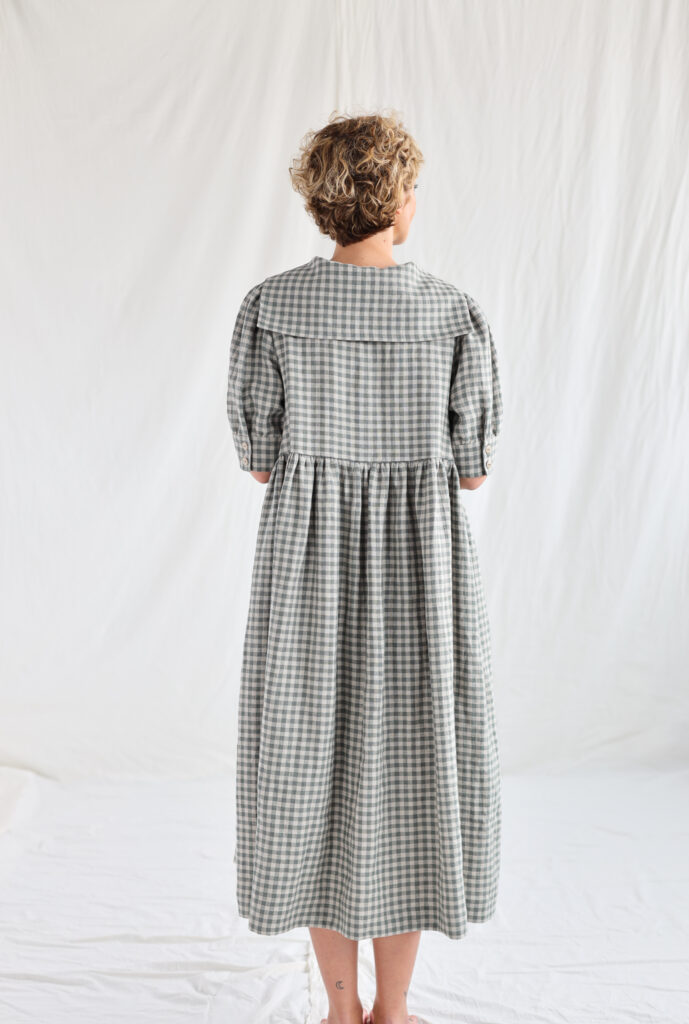Sailor collar gingham linen dress AVRIL - Image 2