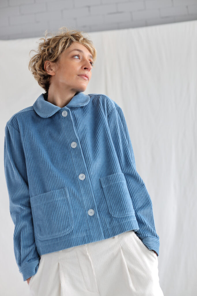 Peter pan collar wide wale cord boxy jacket - Image 3