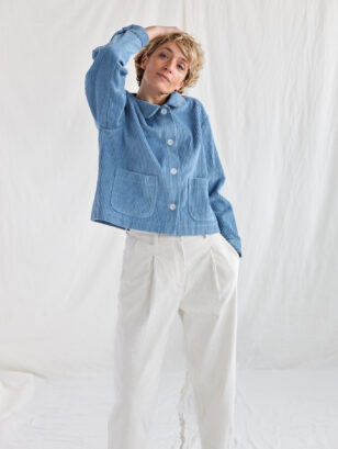 Peter pan collar wide wale cord boxy jacket | Jackets | Sustainable clothing | OffOn clothing