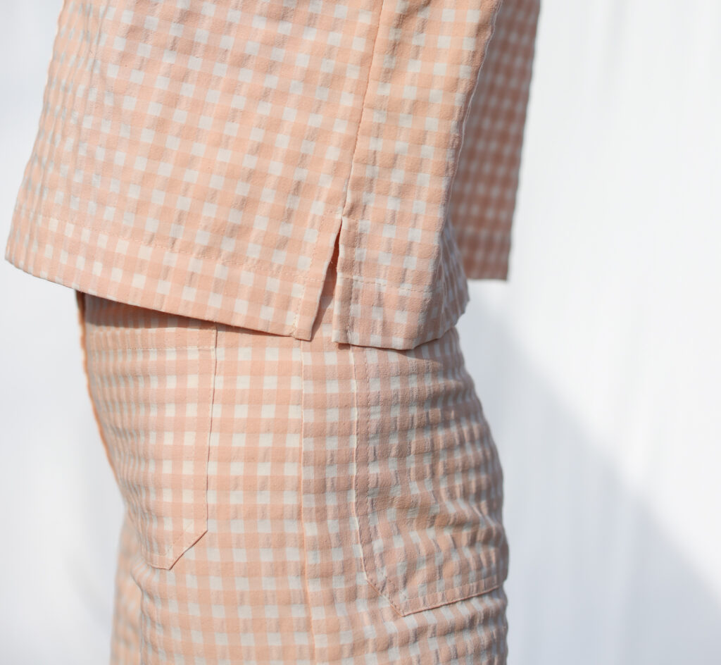 Seersucker vintage cut gingham two pieces suit - Image 7