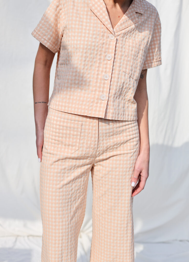 Seersucker vintage cut gingham two pieces suit - Image 3