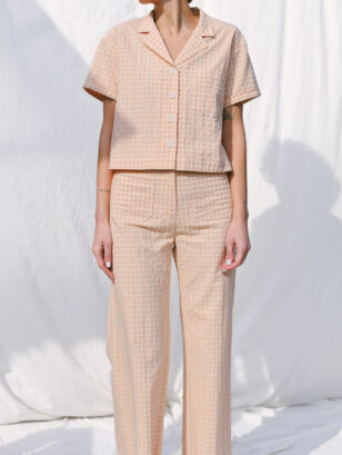 Seersucker vintage cut gingham two pieces suit | Suits | Sustainable clothing | OffOn clothing