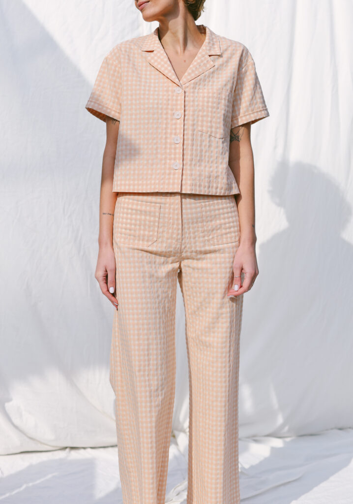 Seersucker vintage cut gingham two pieces suit | Suits | Sustainable clothing | OffOn clothing