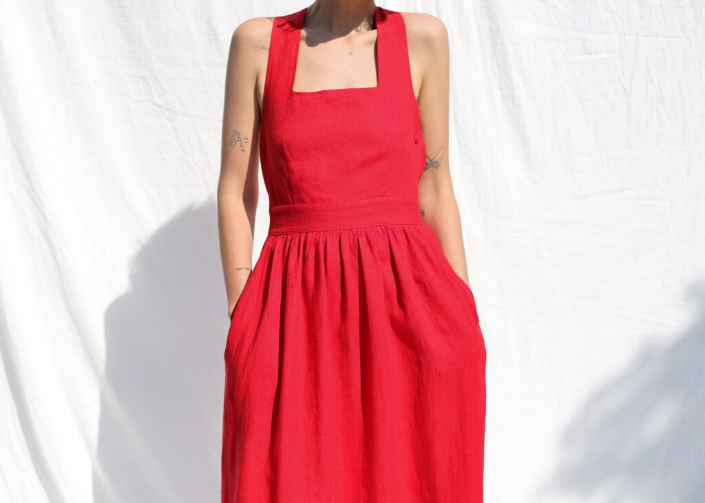Linen pinafore style dress