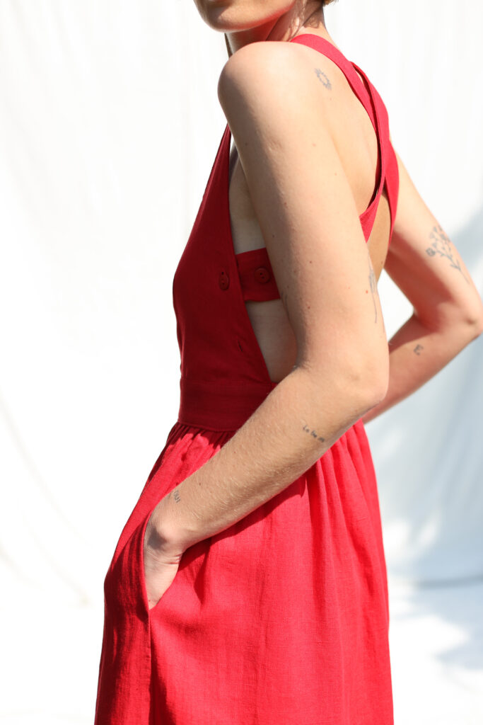 Linen pinafore style dress