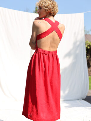 Linen pinafore style dress | Dress | Sustainable clothing | OffOn clothing
