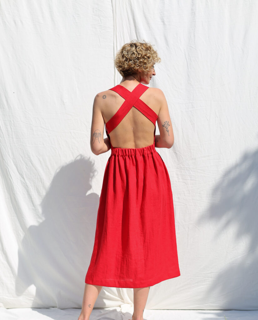 Linen pinafore style dress
