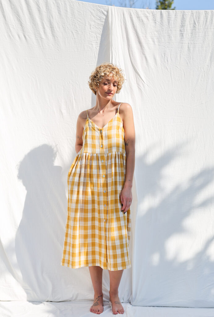 Sleeveless double gauze button up dress ELOISE - Image 2