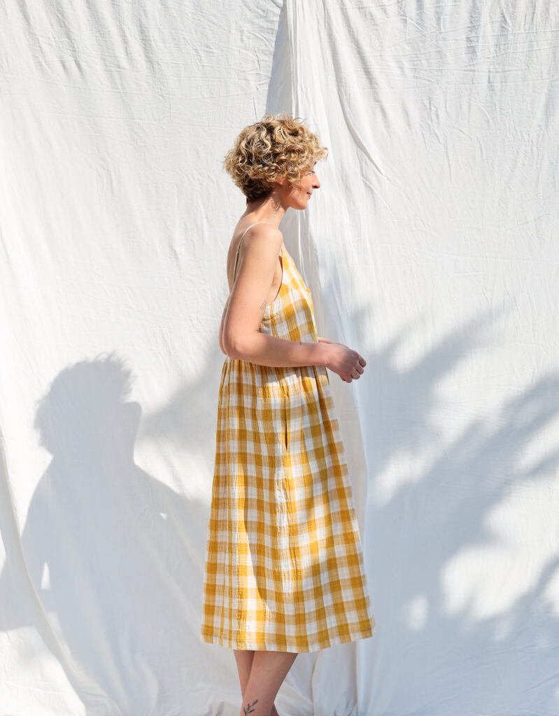 Sleeveless double gauze button up dress ELOISE - Image 3