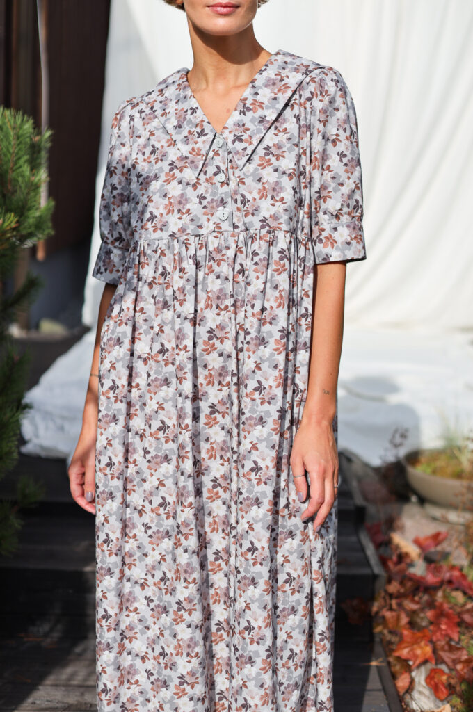 Sailor collar floral print loose fit dress NYSA | Dress | Sustainable clothing | OffOn clothing