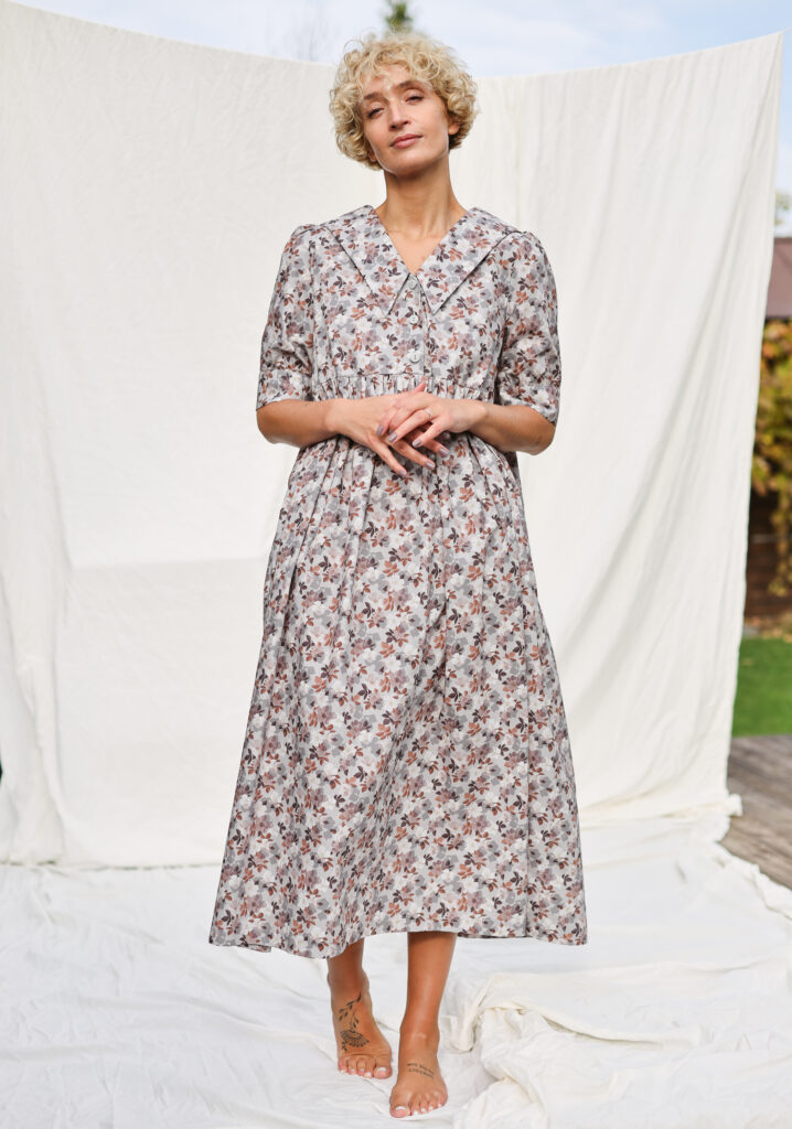 Sailor collar floral print loose fit dress NYSA - Image 1