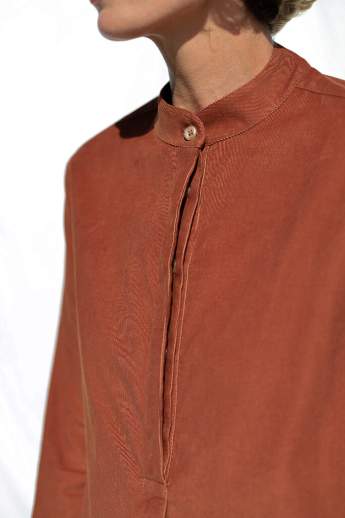 Needlecord long sleeve grandad collar shirt - Image 4