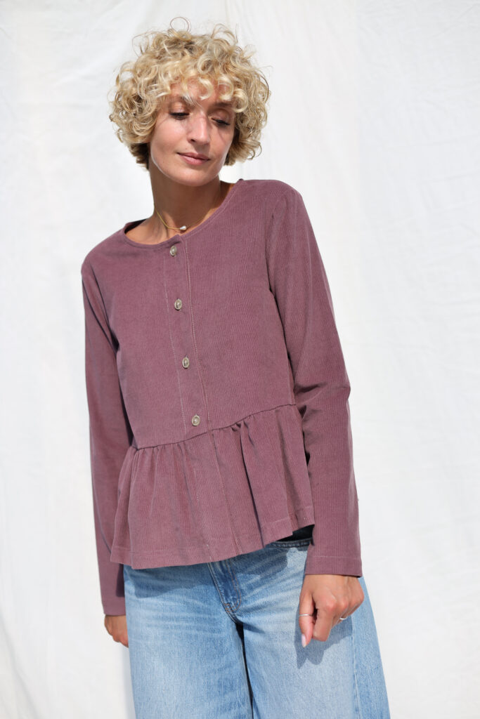 Needlecord long sleeve peplum blouse - Image 3