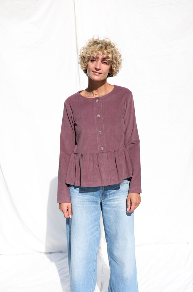 Needlecord long sleeve peplum blouse - Image 5