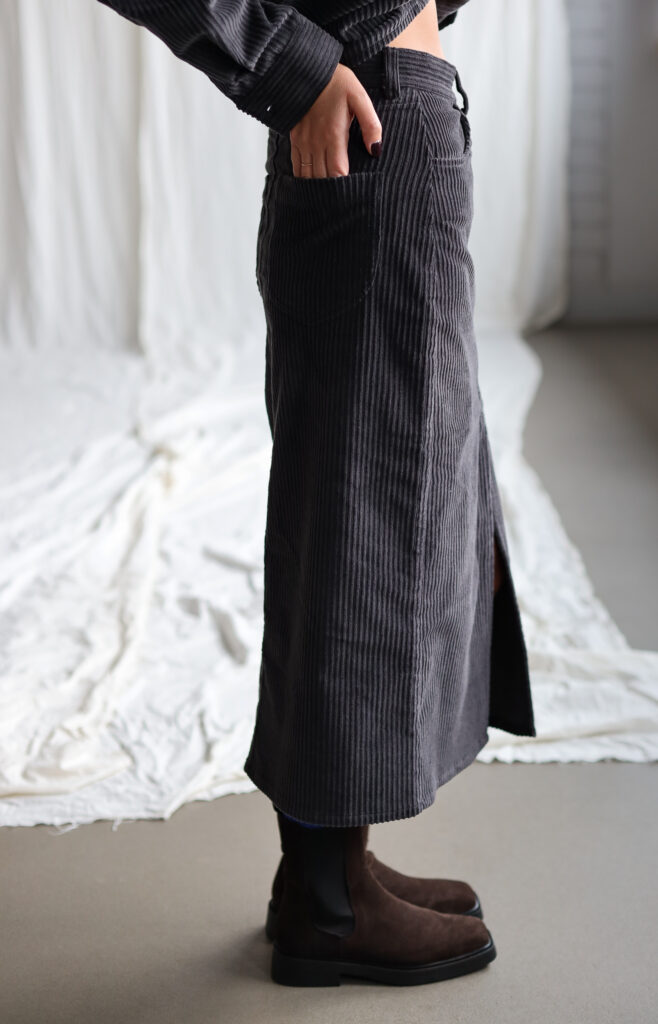 Charcoal grey wide cord pencil skirt - Image 6