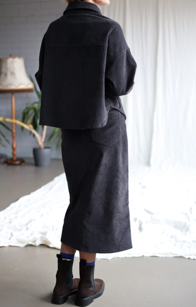 Charcoal grey wide cord pencil skirt - Image 4