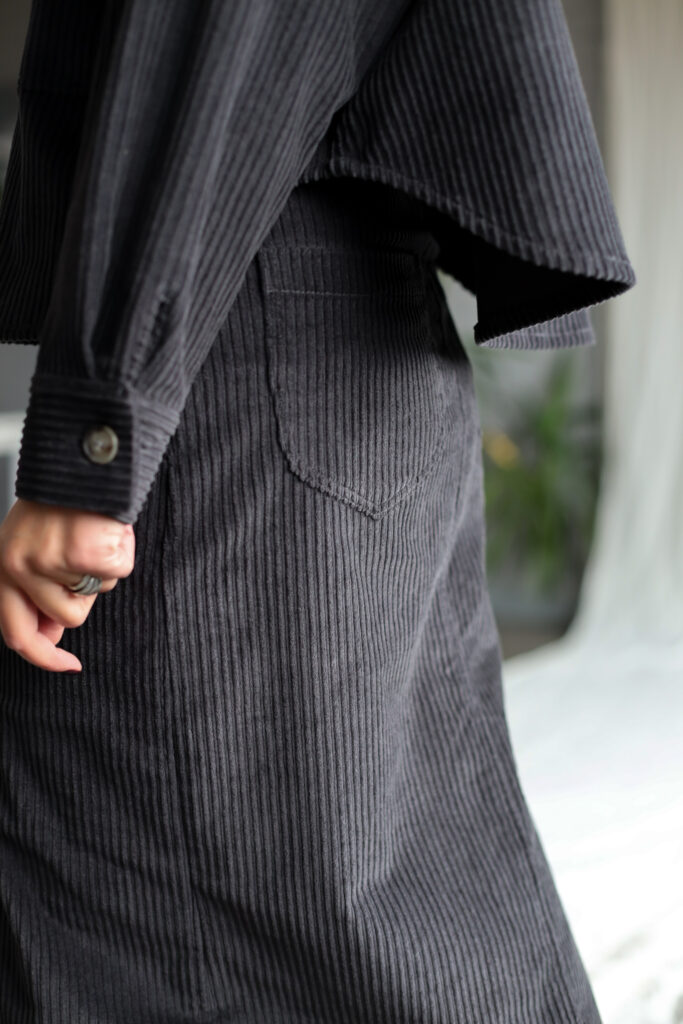 Charcoal grey wide cord pencil skirt - Image 2
