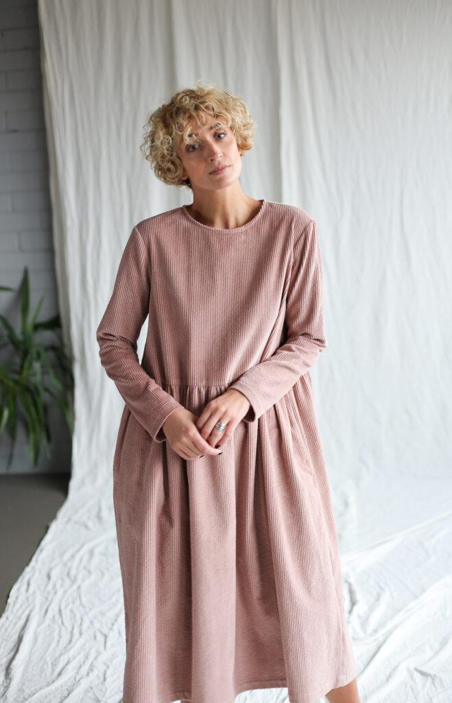 Loose long sleeve wide cord dress MILANA - Image 5