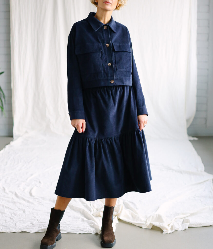 Elasticated waist ruffle needlecord skirt - Image 2