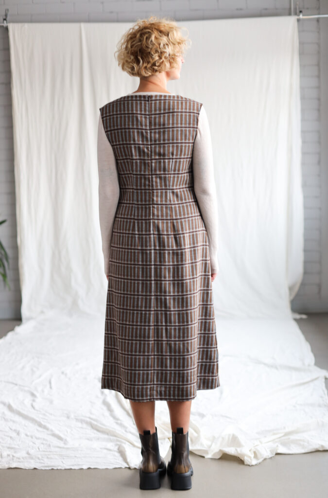 Wool plaid pinafore Midi dress LILY - Image 5